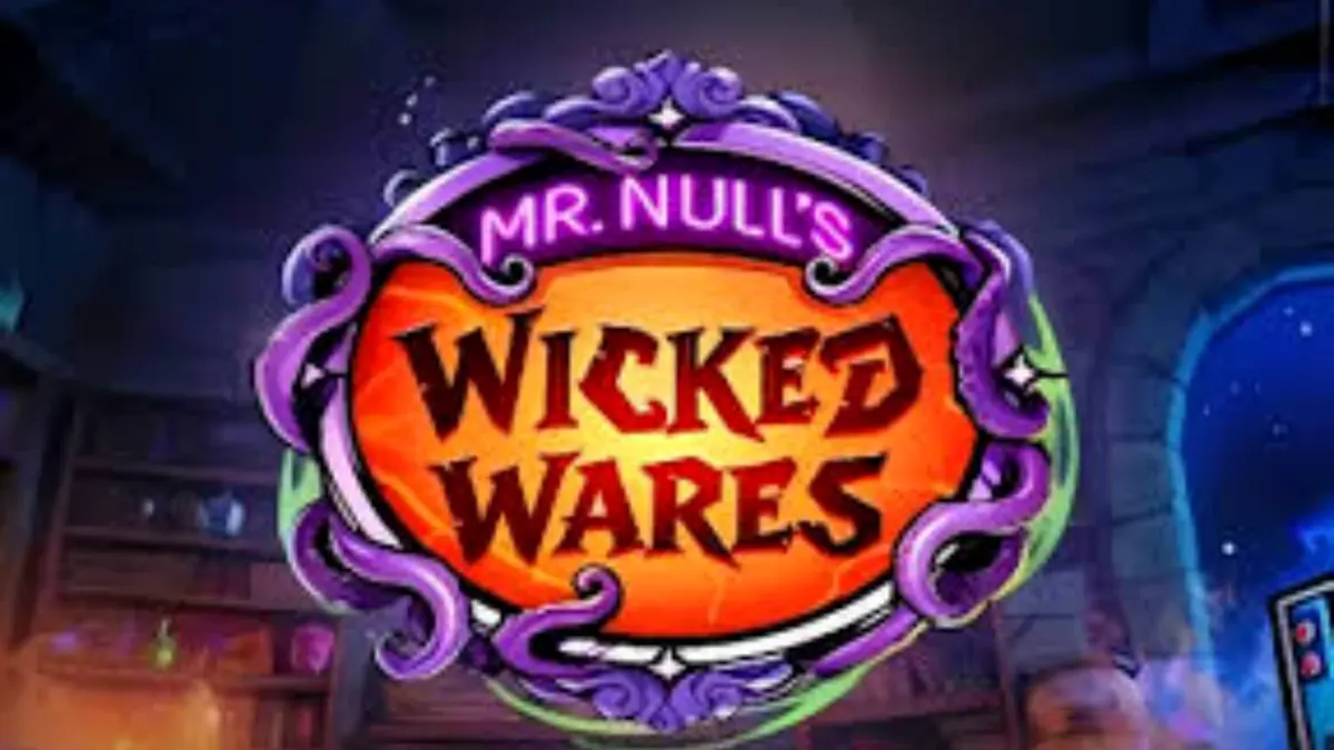 Mr Null’s Wicked Wares স্লট গেমের একটি দৃশ্য যেখানে রহস্যময় দোকানদার এবং অদ্ভুত সব প্রতীক দেখা যাচ্ছে।
